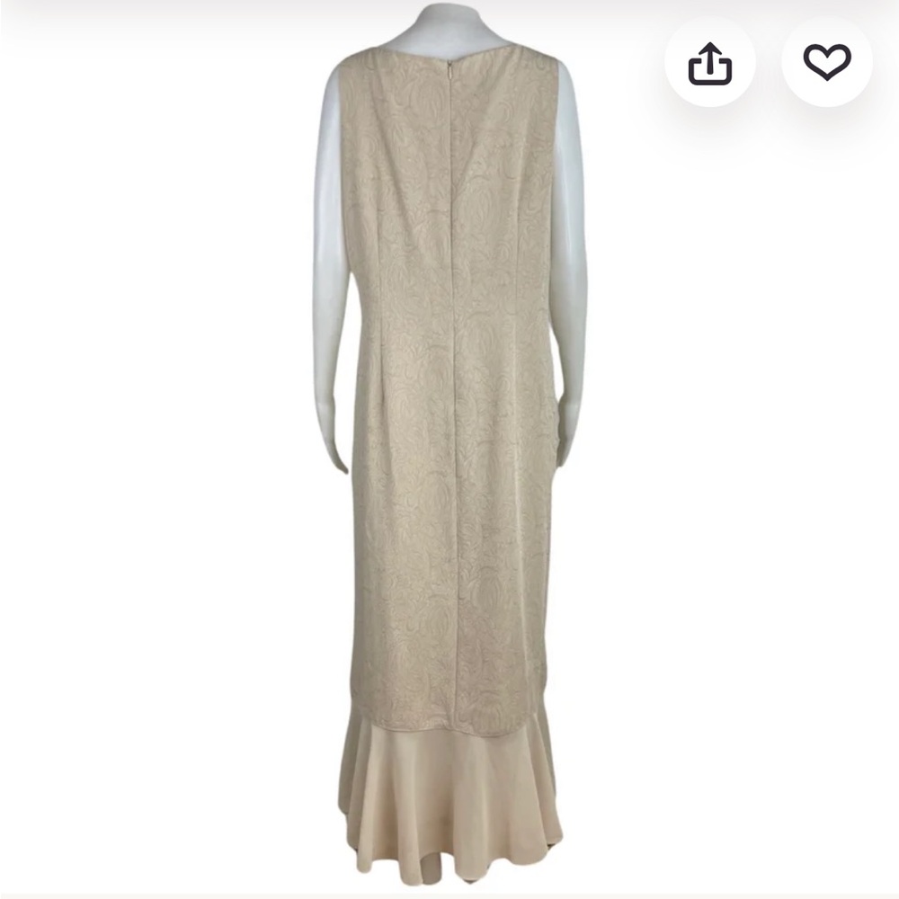 Danny & Nicole Gold-Beige Embroidered Maxi Dress with Jacket Two Pieces Suit - Picture 12 of 16
